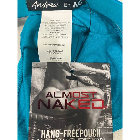 Andrew Christian ALMOST NAKED No-Show Ultra Low-Rise Jock Teal Large - Picture 5 of 7